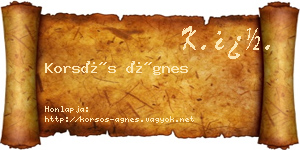 Korsós Ágnes névjegykártya