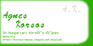 agnes korsos business card